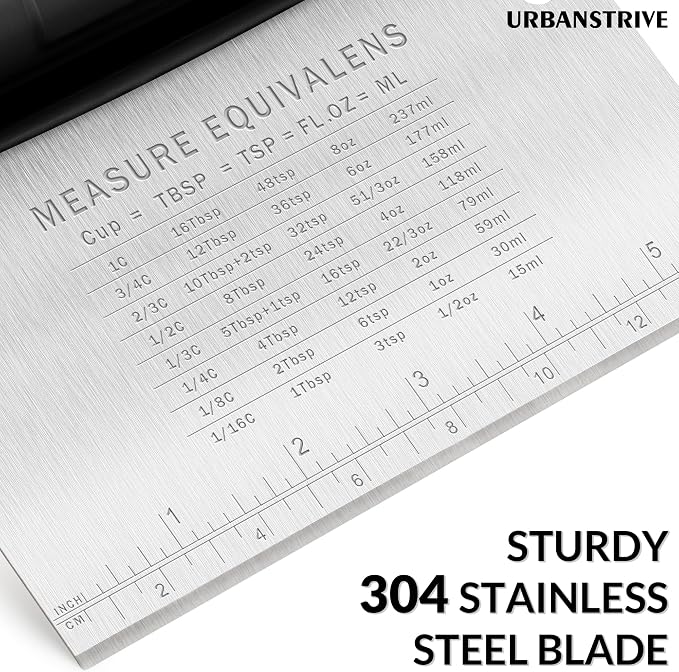 Urbanstrive Bench Scraper for Baking, Stainless Steel Dough Cutter and Scraper - Image 5
