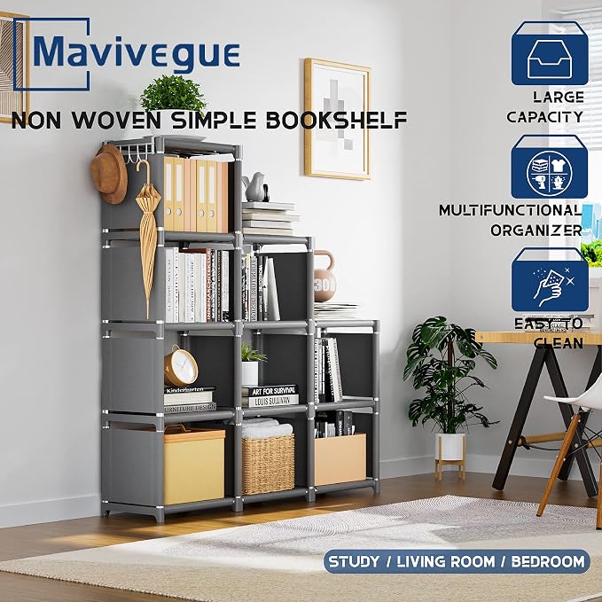 Mavivegue Book Shelf, 12 Cube Storage Organizer, DIY Bookcase, Metal Cube - Image 9