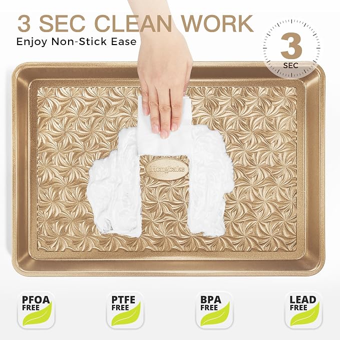 HONGBAKE Nonstick Baking Sheet Pan Set of 3, Cookie Sheets - Image 6