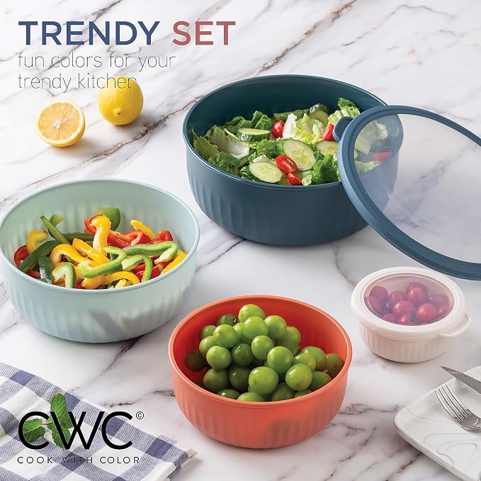 COOK WITH COLOR Prep Bowls with Lids- Wide and Deep Nesting Plastic Small - Image 5