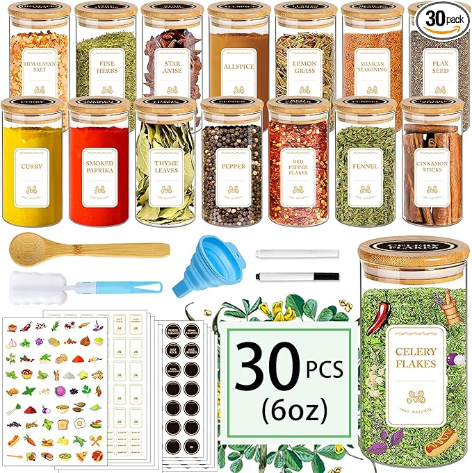 BGraceyy Spice Jars with Labels, Minimalist Stackable Airtight Spice Containers by BGraceyyMoments