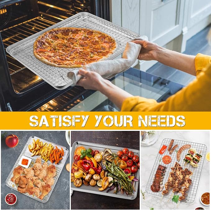 P&P CHEF 16 Inch Baking Sheet and Rack Set, Stainless Steel Cookie Sheets Oven - Image 7