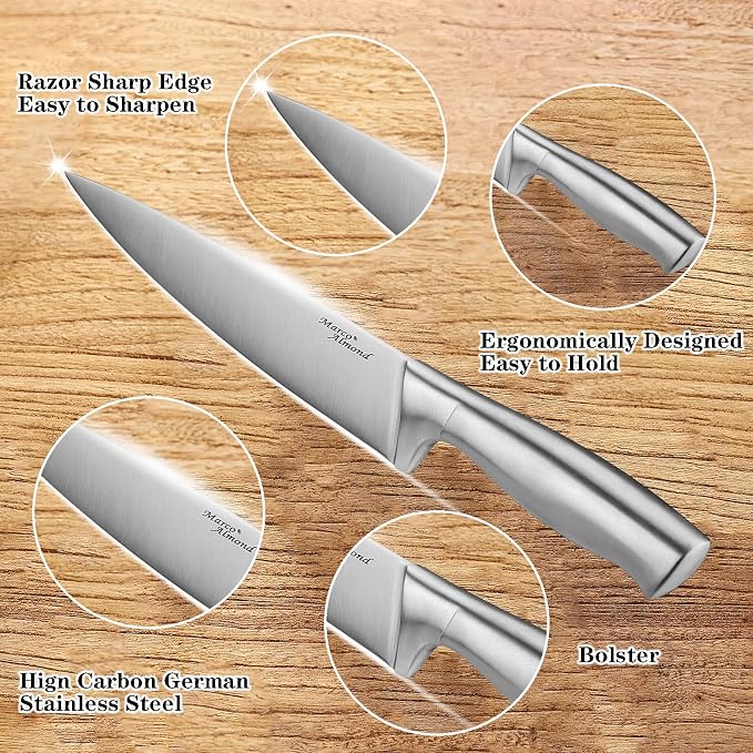 Marco Almond MA22 Knife Sets, 19 Pieces Stainless Steel Hollow Handle Kitchen - Image 3