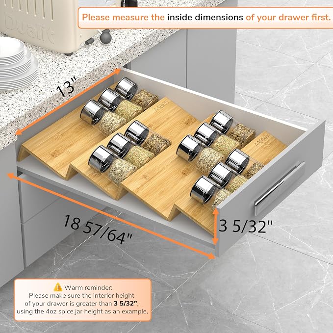 AMBIRD Bamboo Spice Drawer Organizer - Image 4