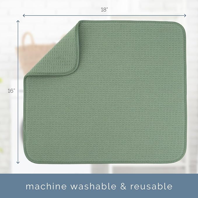 S&T INC. Dish Drying Mat, 16” x 18”, Absorbent Microfiber Kitchen Counter Mat - Image 6