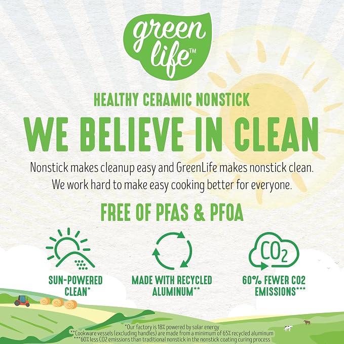 GreenLife 16 Piece Nonstick Cookware Set, Soft Grip Non-Toxic PFAS-Free Ceramic - Image 8