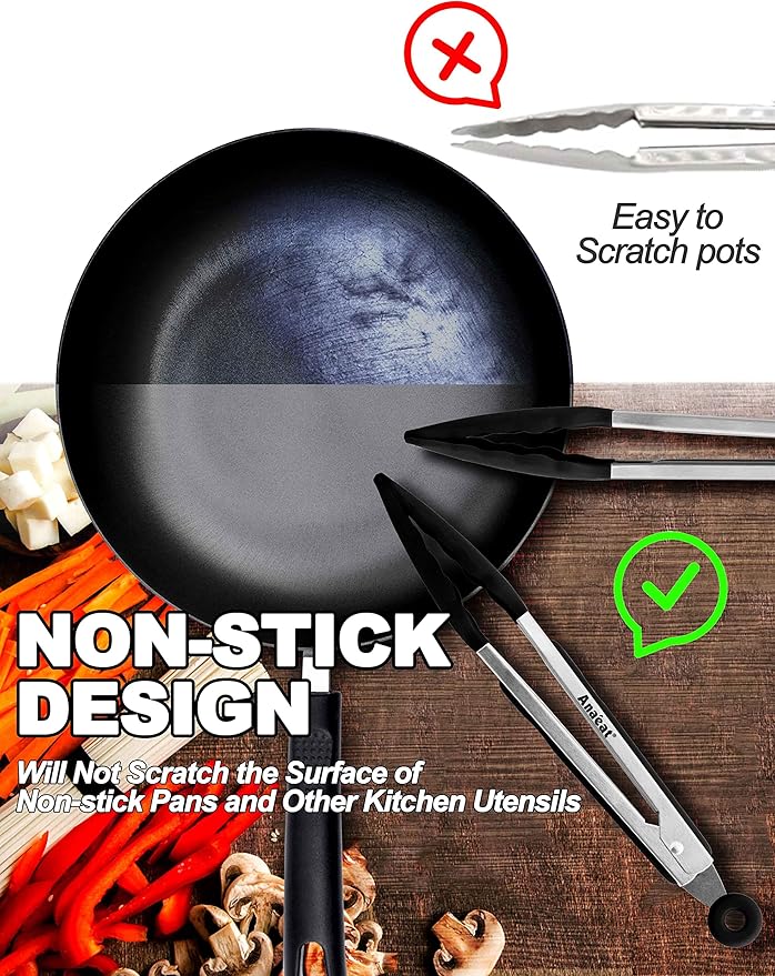 Anaeat Non-Stick Silicone Locking Tong Set of 2 - Image 3