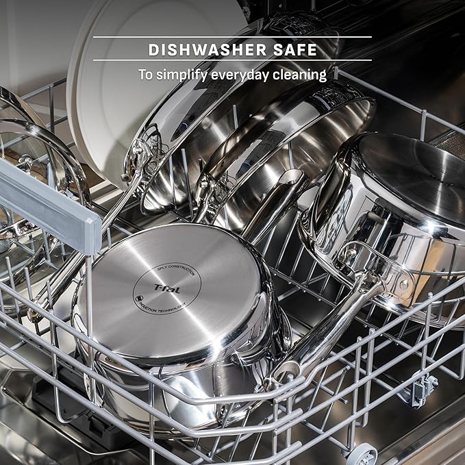 T-fal Pro Tri-Ply Stainless Steel Cookware Set, 10 Piece-Induction Compatible - Image 9