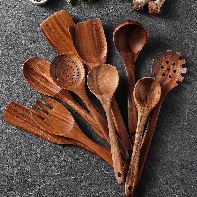 Wooden Spoons for Cooking, Natural Healthy Spatula Set for Pots and Pans - Image 3