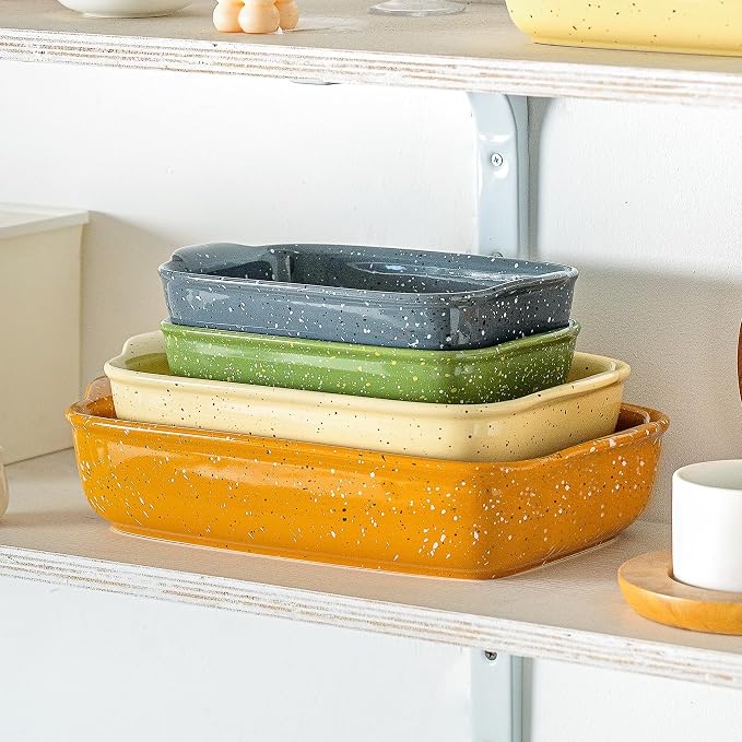 Ceramic Baking Dishes for Oven, Heavy Duty Bakeware Dish Set of 3, Rectangular - Image 9
