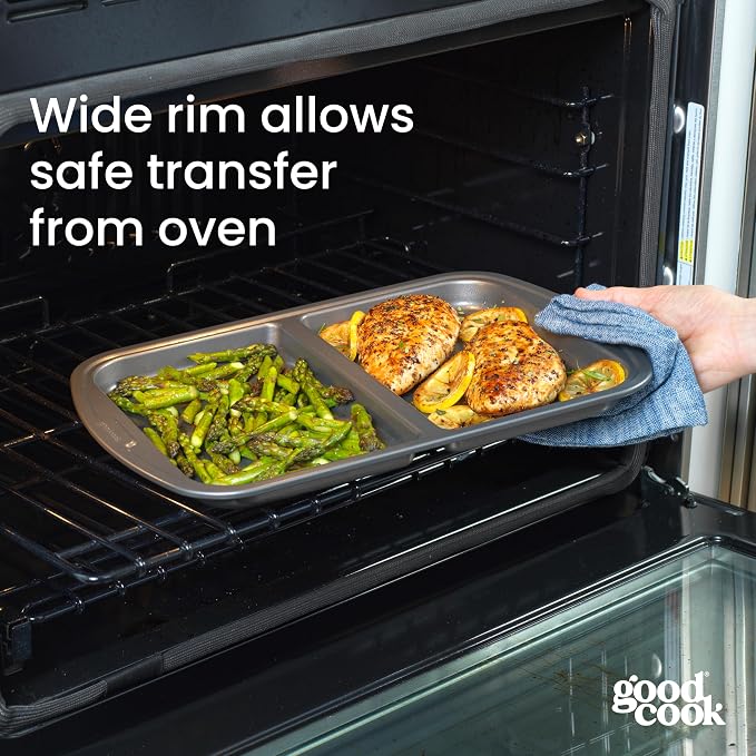 GoodCook Everyday Divided Sheet Pan 1-Inch Deep 2-Section Non-Stick - Image 3