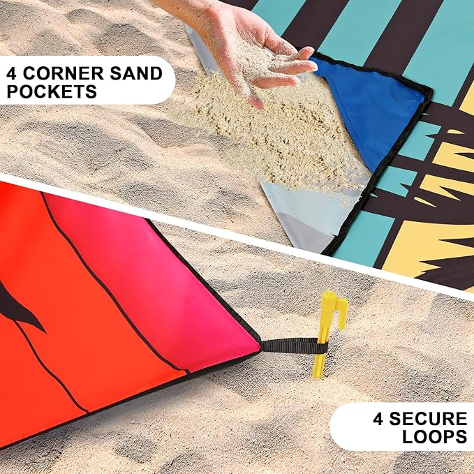 WIWIGO Beach Blanket Waterproof Sandproof Beach Mat 79" X 83"/10'x9'for 2-8 - Image 2