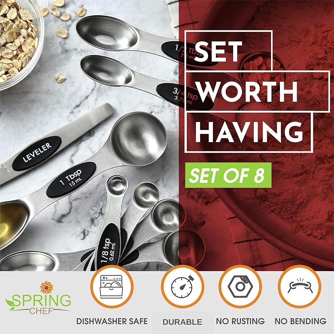 Spring Chef Stainless Steel Magnetic Measuring Spoons Set - Image 4
