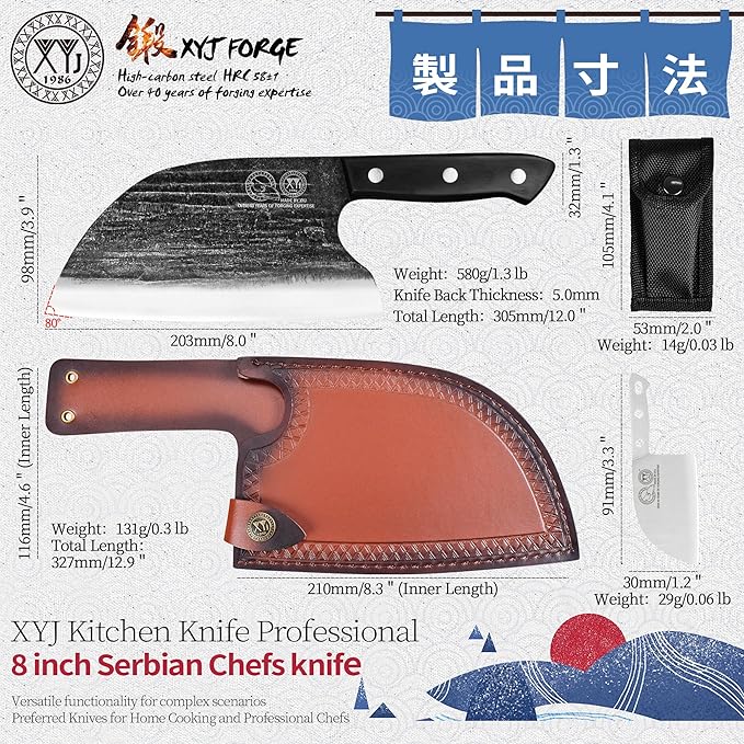 Full Tang, Serbian Chefs knife, Chef Meat Cleaver, Kitchen Knives, Set - Image 2