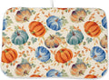 Fall Dish Drying Mat 18x24 Inch Burnt Orange Blue Green Pumpkin Leaves Drying by DAFENA