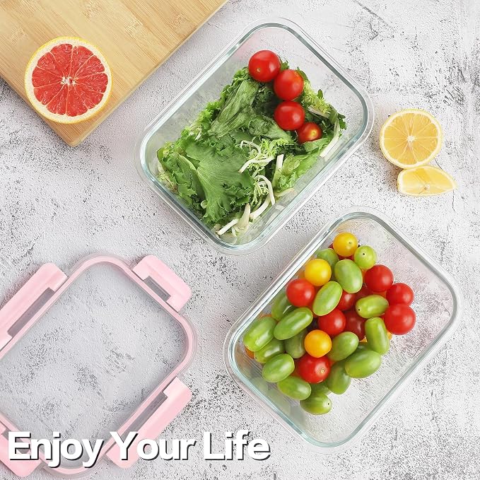 8 Pack 36oz Large Glass Meal Prep Containers - Image 2