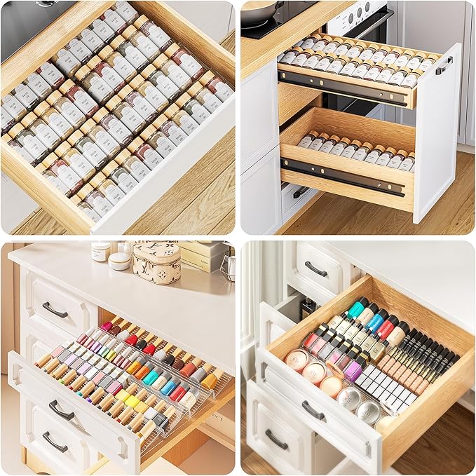 MUDEELA Clear Spice Drawer Organizer, 4 Tier- 2 Set Spice Rack - Image 9