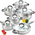 Cook N Home Stainless Steel Cookware Sets, 3-Ply 12 Pcs Pots and Pans Set by CookNHome