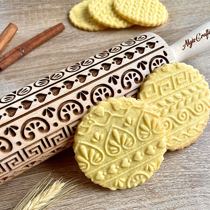 GREEK Embossing Rolling Pin. Laser Engraved Dough Roller - Image 3