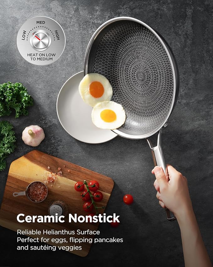 Nonstick Sauce Pan with Lid, Non-Toxic Tri-Ply Hybrid Ceramic Saucepan - Image 5