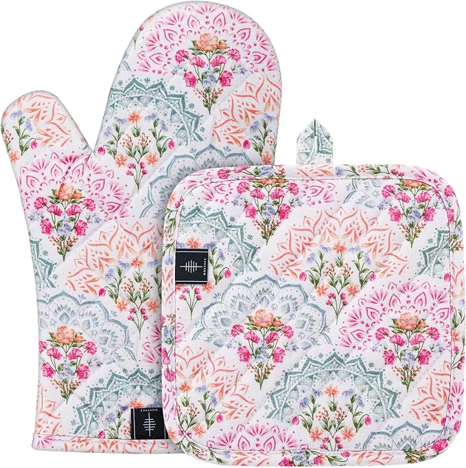 BONTHEE Oven Gloves Heat Resistant Potholder Set Oven Gloves by BONTHEE