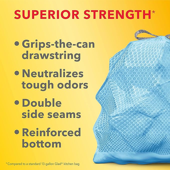 Glad Tall Kitchen Trash Bags 13 Gallon, MaxStrength Beachside Breeze Garbage - Image 6