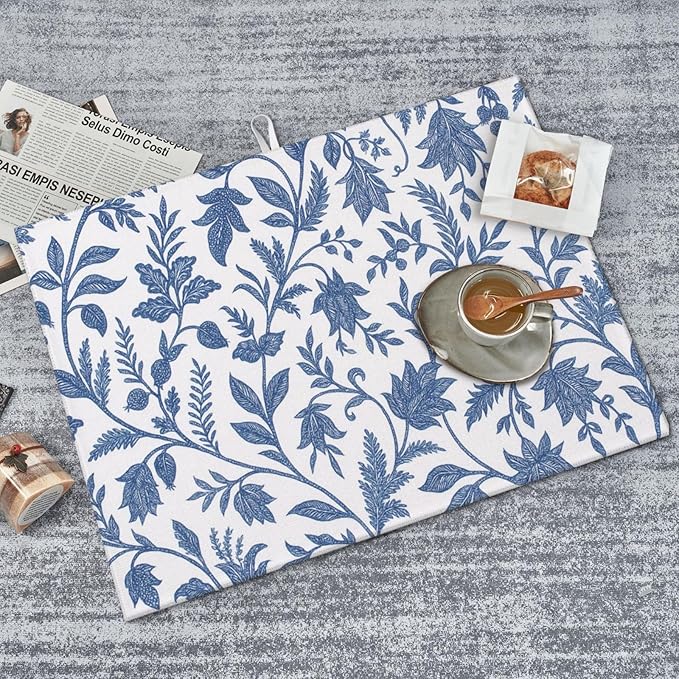 Blue Floral Print Dish Drying Mats - Image 8