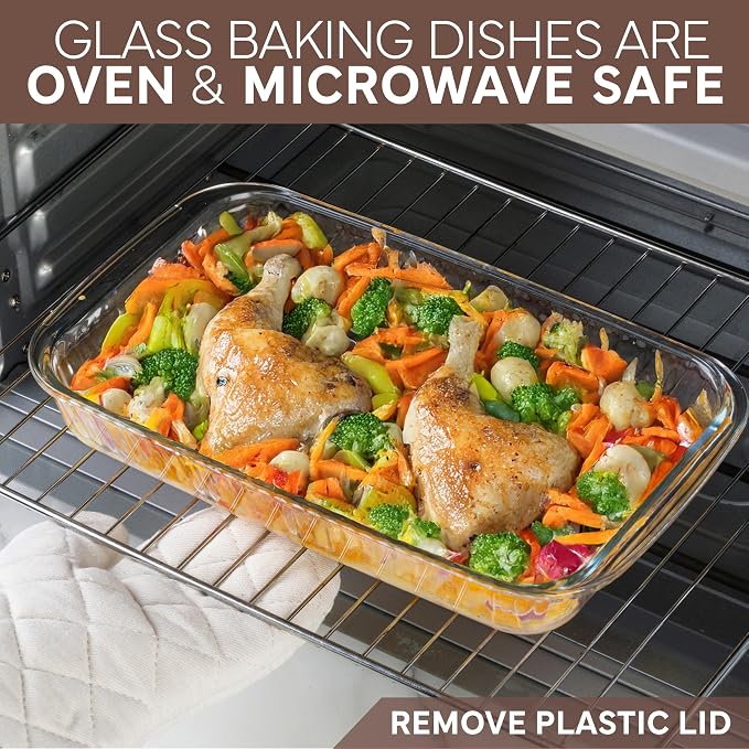 COOK WITH COLOR 8-Piece Deep Glass Baking Dish Set with Plastic Lids – - Image 6