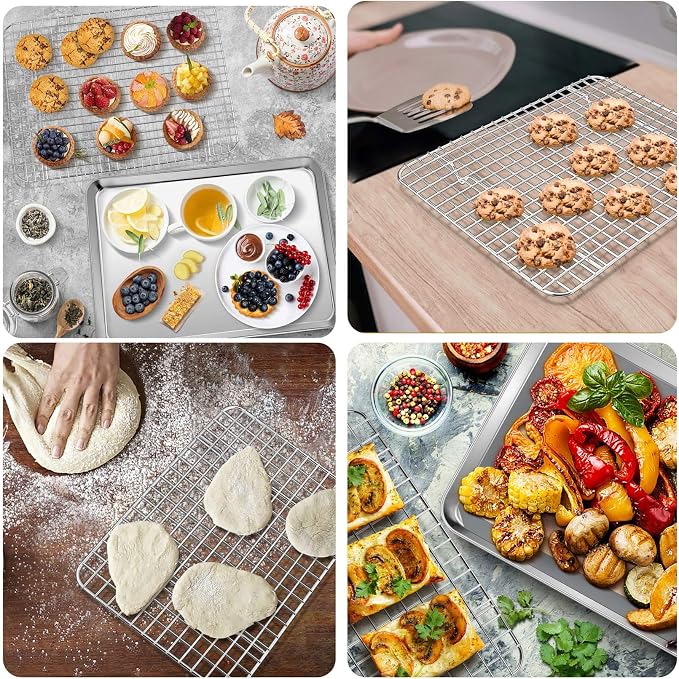 P&P CHEF 16 + 12.5 + 10.4 + 9 Inch Baking Sheet and Rack Set, Oven & Dishwasher - Image 5