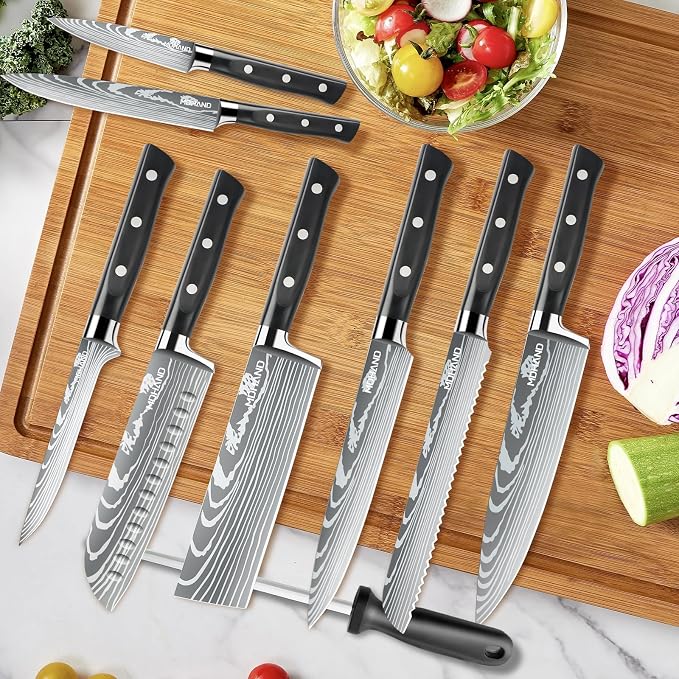 MDHAND Chef Knife Set with Roll Bag, High Carbon Stainless Steel Japanese - Image 8