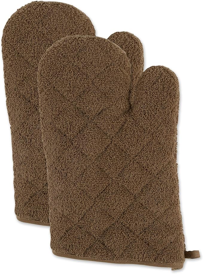 DII Basic Terry Collection 100% Cotton Quilted, Oven Mitt, 2 Piece by DII