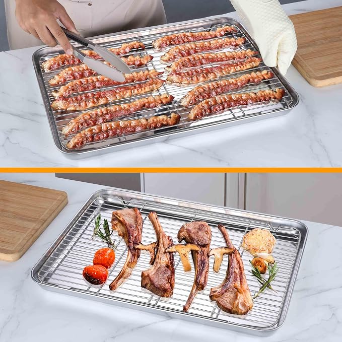 Homikit Baking Sheet with Rack, Big Bacon Baking Tray with Cooling Rack - Image 5