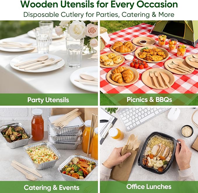 Disposable Wooden Utensils Set, Compostable Utensils, Disposable Cutlery - Image 8