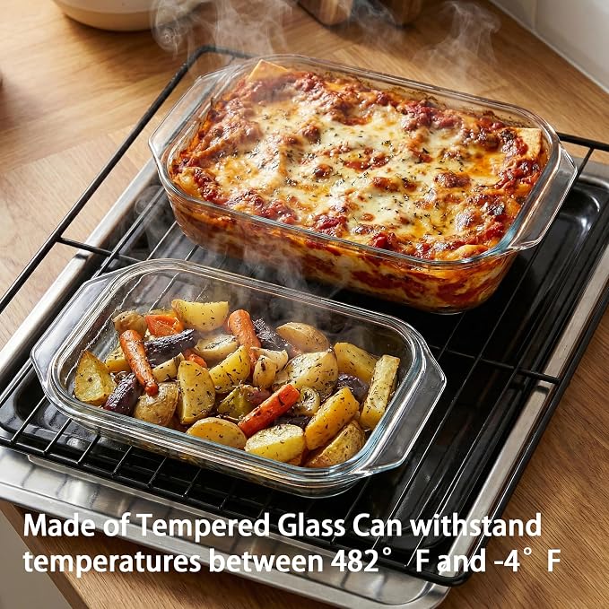 2QT Glass Casserole Dish with Lid, Tempered Glass Baking Dish - Image 4