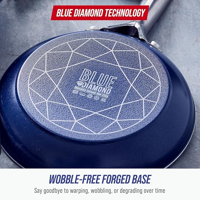 Blue Diamond 20 Piece Nonstick Cookware Set, Diamond Ceramic Pots & Pans - Image 9