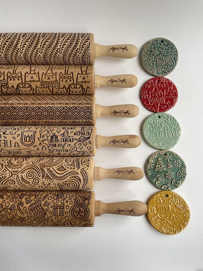 LOVE BIRDS Embossing Rolling Pin – Laser Engraved Dough Roller - Image 7