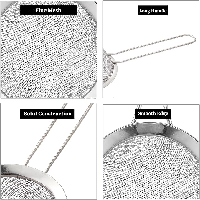 2 Pack Fine Mesh Strainers, Mini Stainless Steel Strainer - Image 3