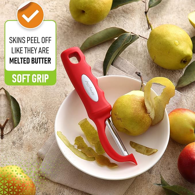 Spring Chef Professional Red Swivel Vegetable Peeler - Image 4