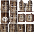 12 Pcs Farmhouse Kitchen Oven Mitts and Pot Holders Decor Sets 4 Wood Kitchen by Bencailor