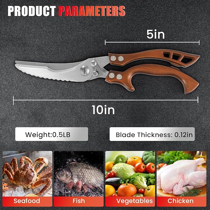 ANDONG Kitchen Scissors, Heavy Duty Professional Poultry Shears, Stainless - Image 7