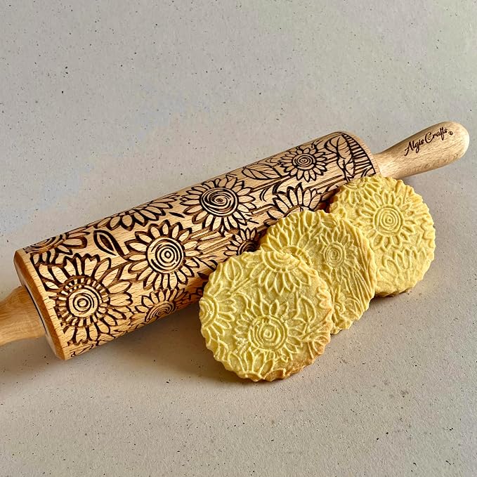 SUNFLOWER FIELD Embossed Rolling Pin - Image 3
