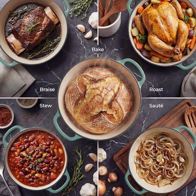Zulay Kitchen 6 Quart Enameled Cast Iron Dutch Oven Pot - Image 3