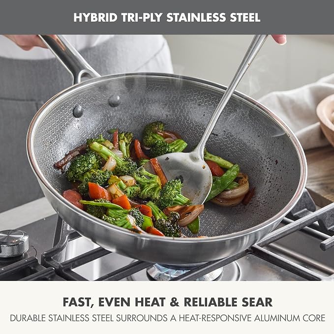 GreenPan Hybrid 11” Nonstick Stainless Steel Wok Pan, APEX Tri-Ply Thermobond - Image 5