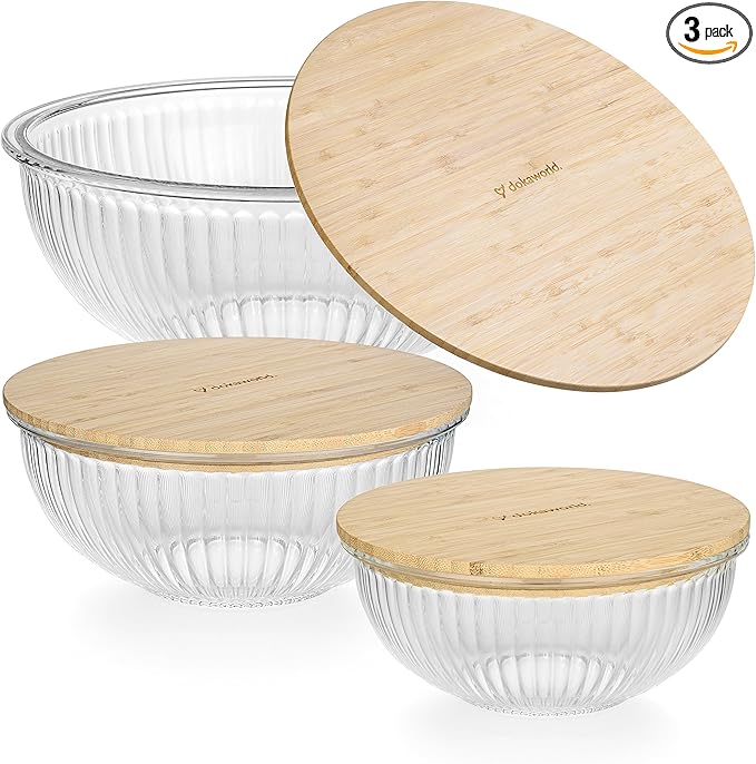 Stackable Space-Saving Nesting Set of 3 Glass Bowls by Dokaworld