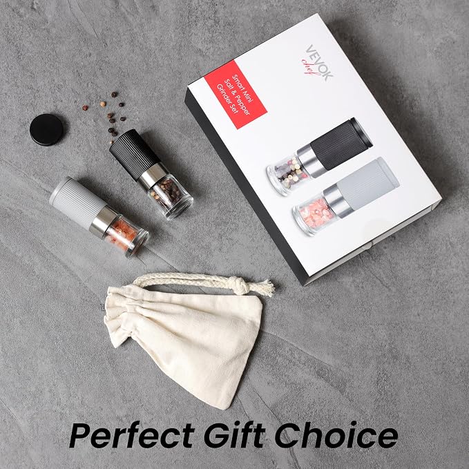 Mini Salt and Pepper Grinder Set, Small Tiny Adjustable Coarseness Ceramic Salt - Image 6