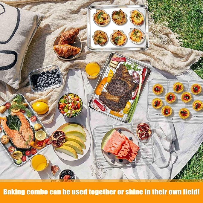 Homikit Baking Sheet with Wire Rack, 9 x 7 Inches Stainless Steel Small Baking - Image 9