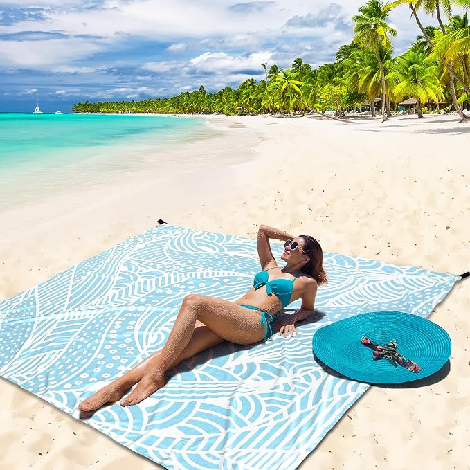 HIHOHO Beach Blanket Waterproof Sandproof Extra Large Beach Mat 79" X - Image 5