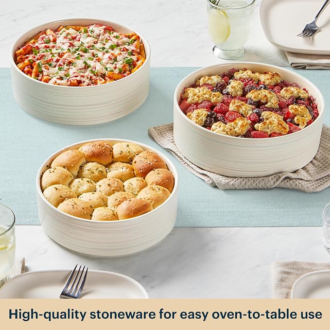 Pyrex 3-Piece Round Ceramic Bakeware Set, Lasagna Oven Pans, - Image 6