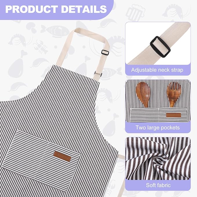 2 Pack Stripes Kids Apron, Kids Cooking Aprons - Image 3