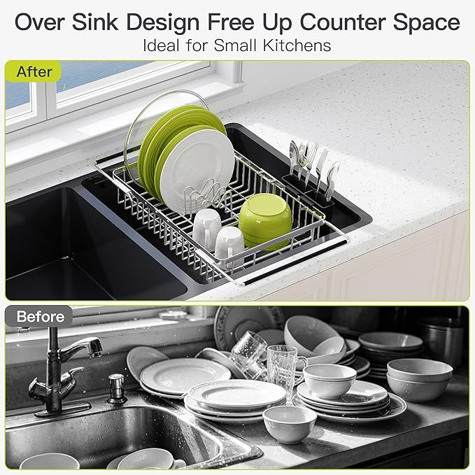 Expandable Stainless Steel Dish Drying Rack Over The Sink - Image 2